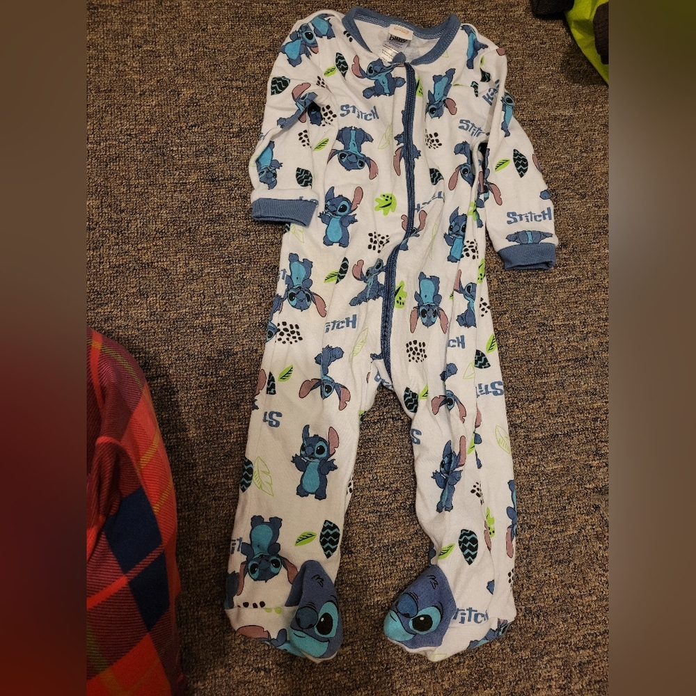 Disney Stitch White & Blue Footed One-Piece Pajama for Kids
